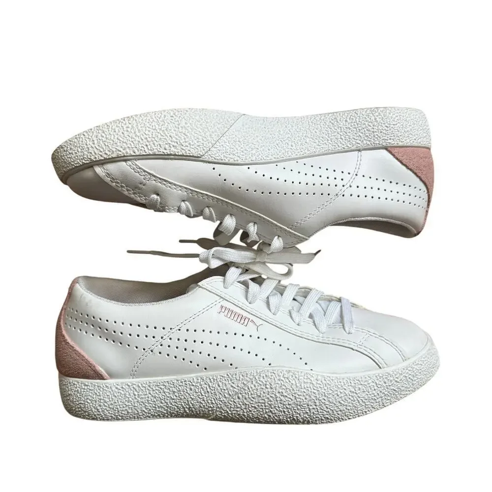 Puma Women's Love Perf White Pink Sneakers Trainers  Size 7.5 Retro Casual